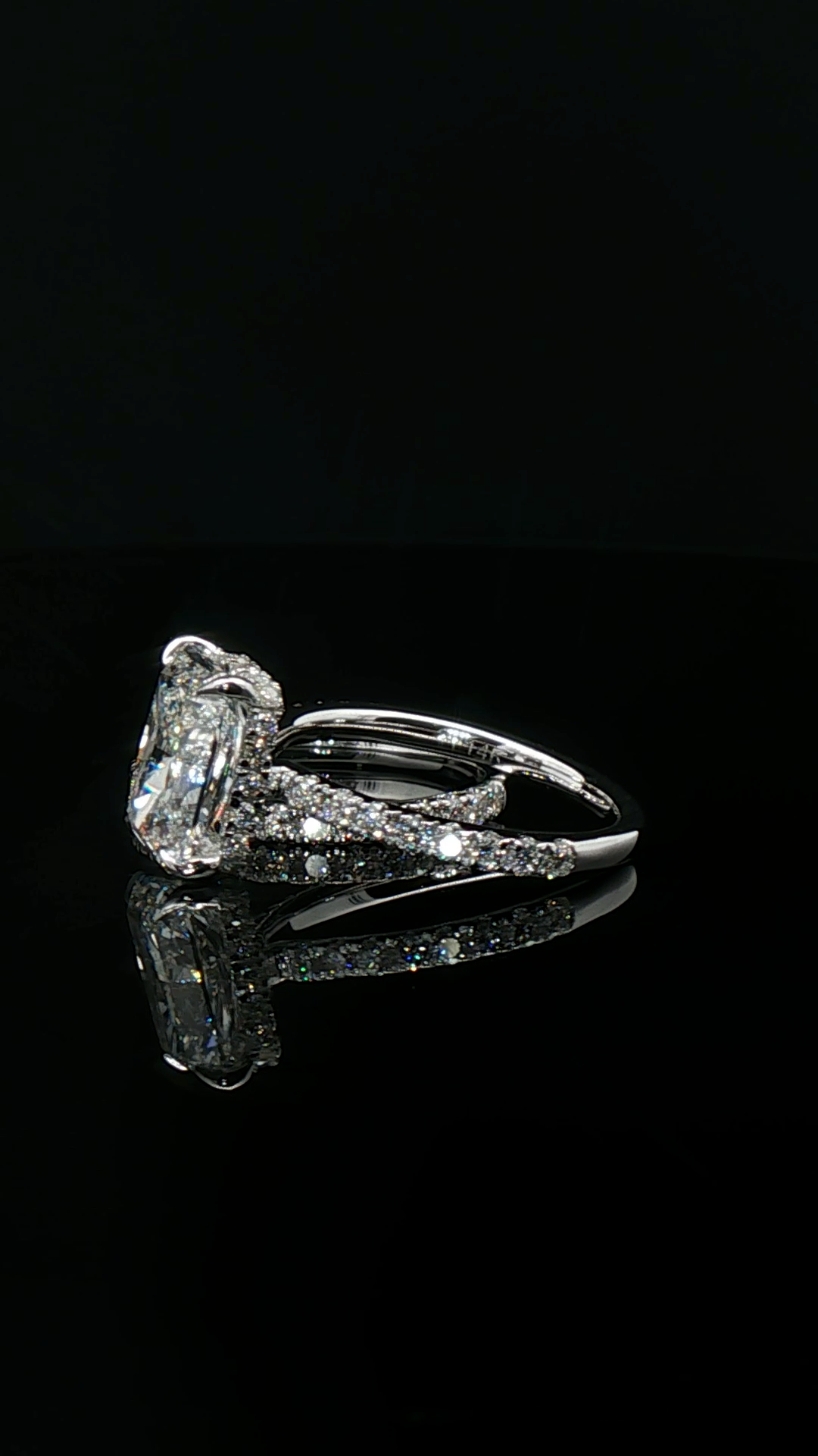 cushion cut diamond stackable rings platinum custom wedding band set side