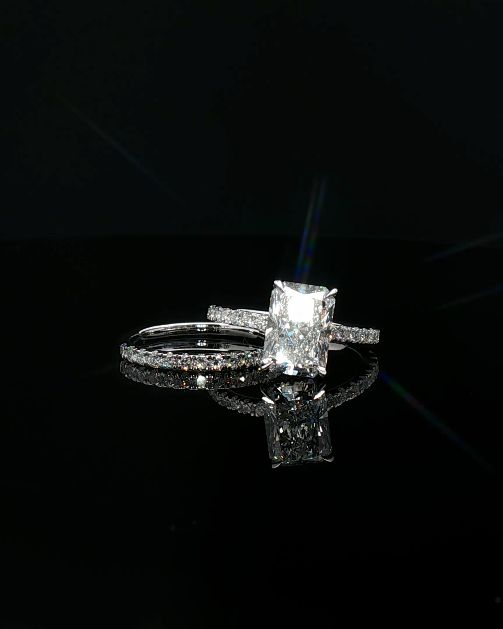 emerald cut diamond custom engagement ring platinum solitaire front view