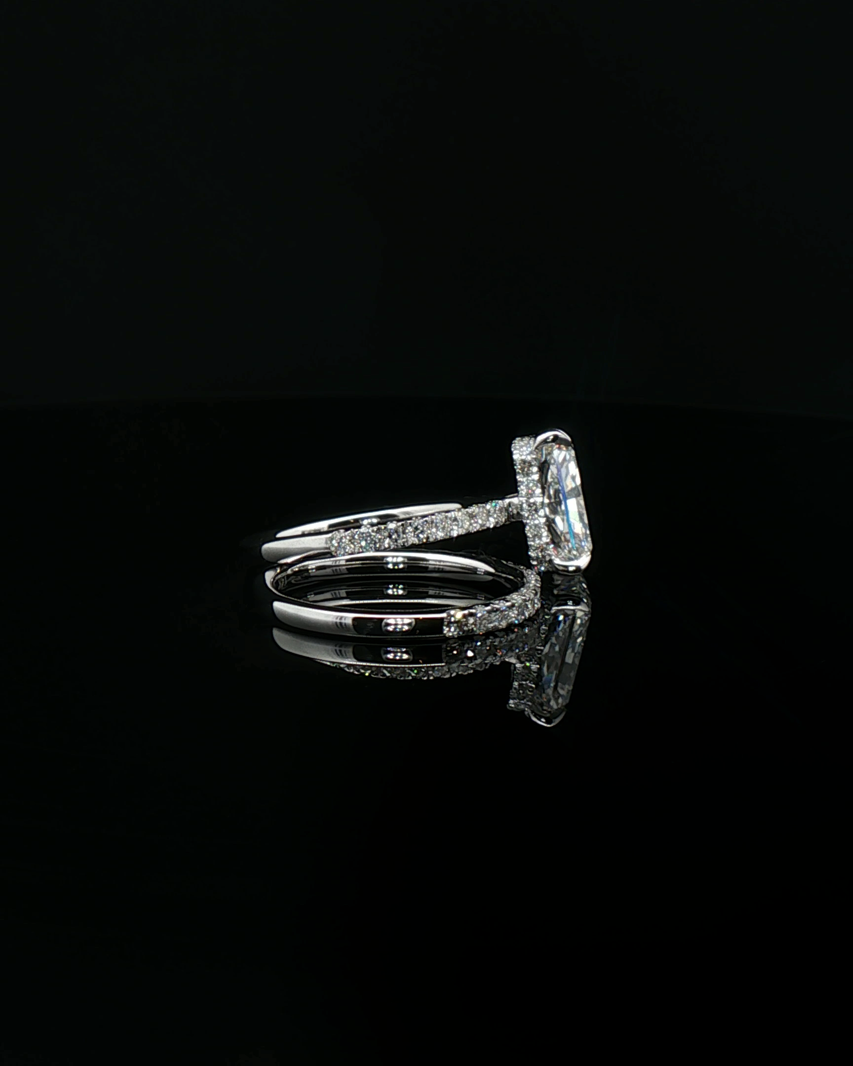 emerald cut diamond custom engagement ring platinum solitaire top view