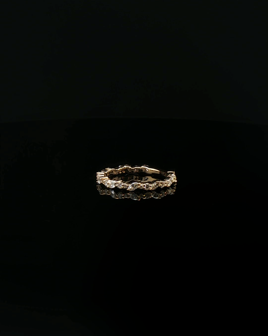 round brilliant diamond eternity ring rose gold custom wedding band side
