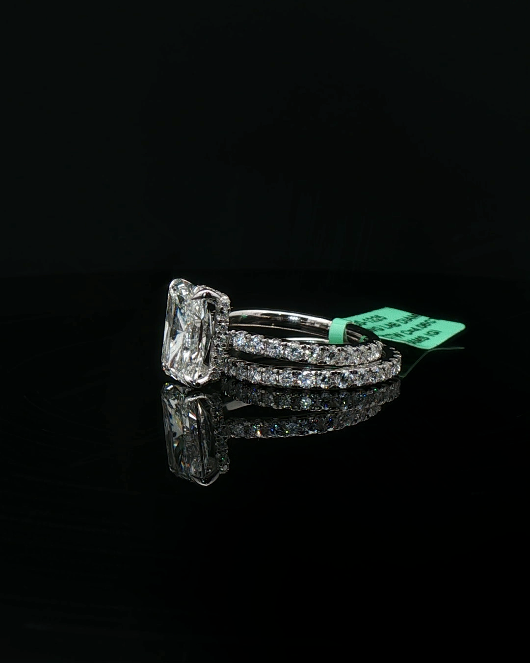 Radiant Cut Diamond Platinum Multistone Ring Set