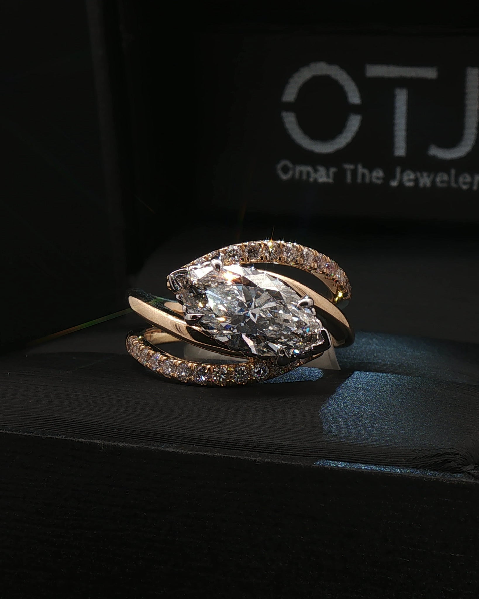 Marquise Center Stone Tilted Custom Ring