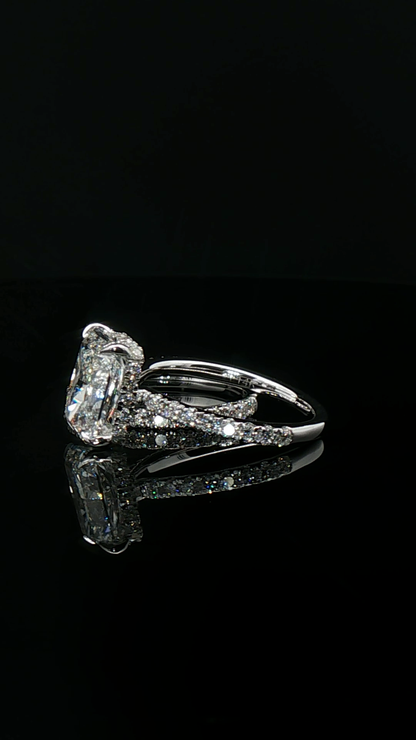 cushion cut diamond stackable rings platinum custom wedding band set side