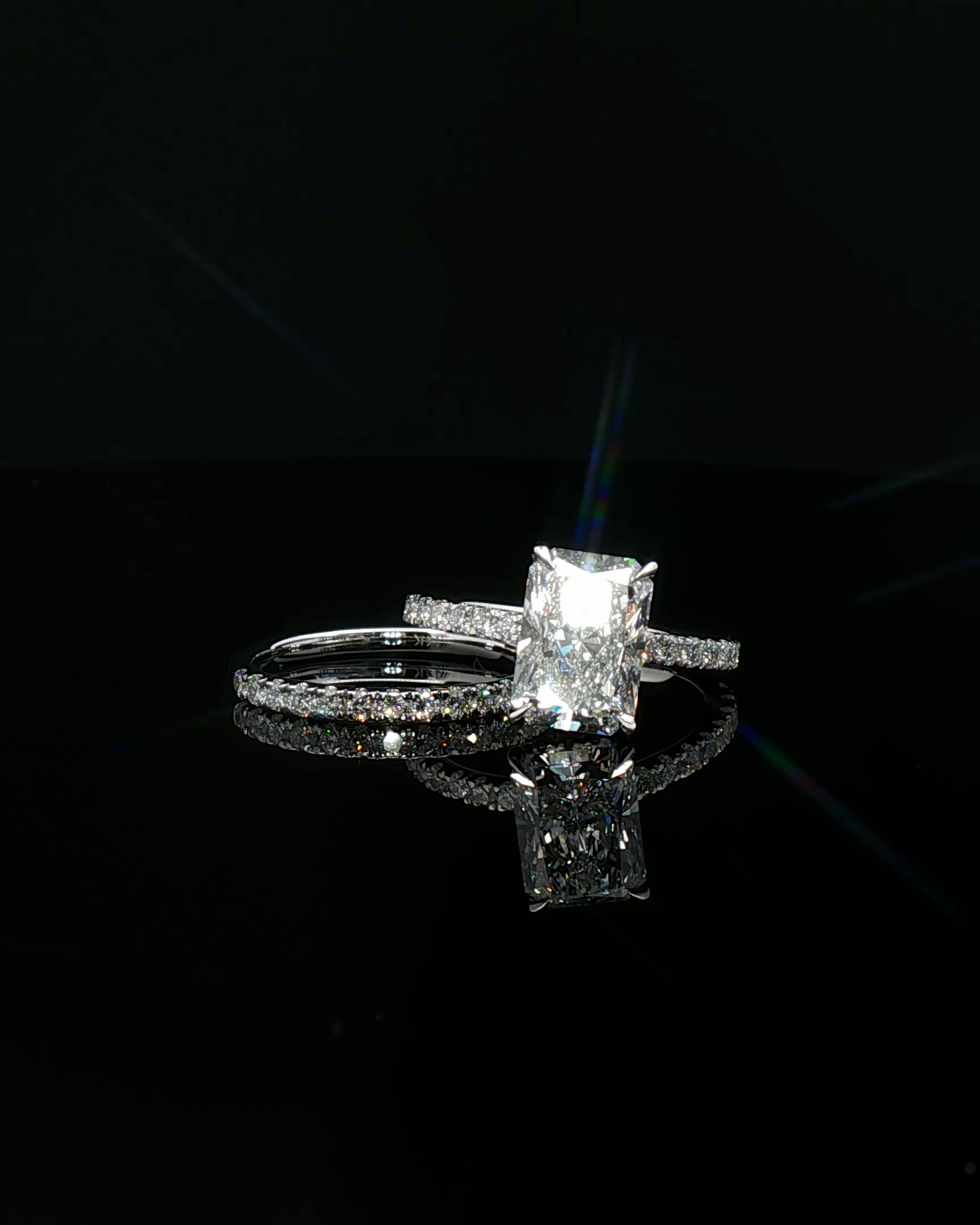 emerald cut diamond custom engagement ring platinum solitaire front view