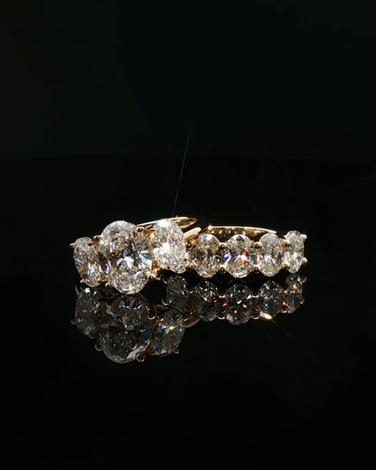 oval cut diamond multistone custom ring yellow gold front view