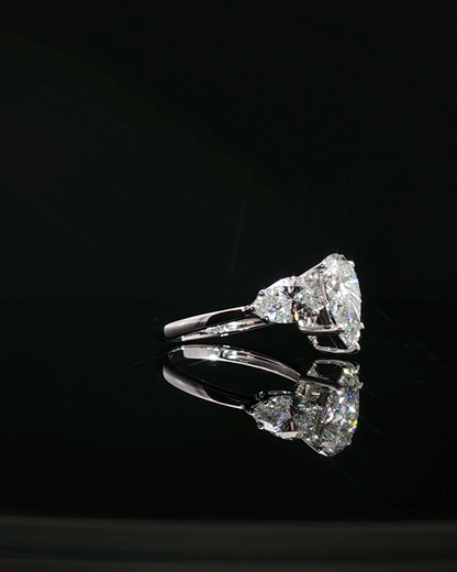 pear cut diamond multistone custom engagement ring platinum white gold detail