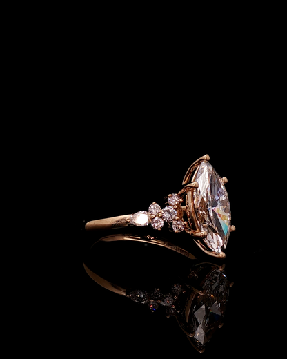 marquise cut diamond multistone custom engagement ring rose gold front view