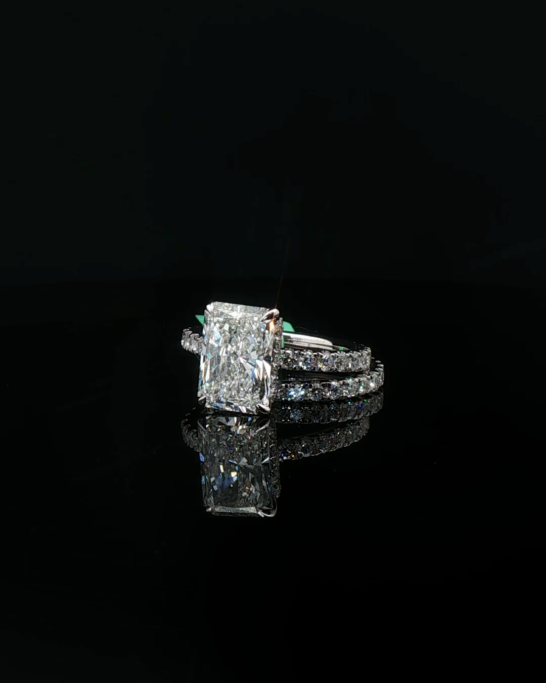Radiant Cut Diamond Platinum Multistone Ring Set