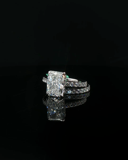 Radiant Cut Diamond Platinum Multistone Ring Set
