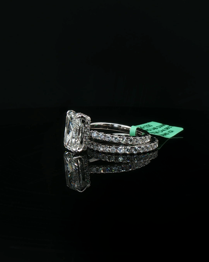 Radiant Cut Diamond Platinum Multistone Ring Set