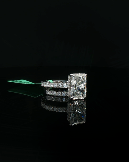 Radiant Cut Diamond Platinum Multistone Ring Set