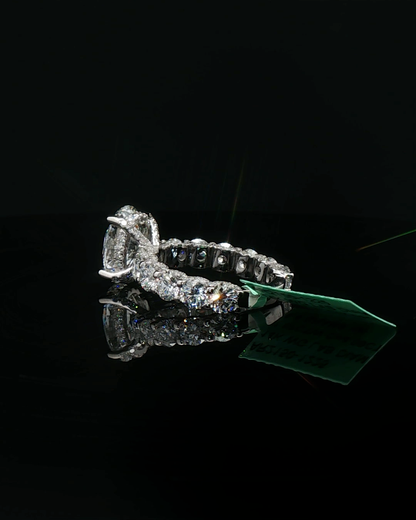 Platinum Multistone Ring with Oval Cut Diamond