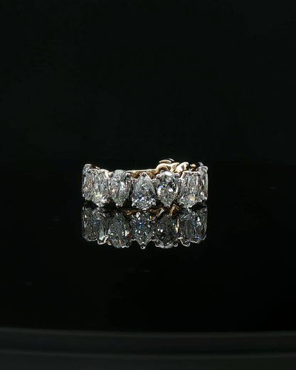 Yellow Gold Eternity Ring with Pear-Shaped Brilliant Cut Diamonds