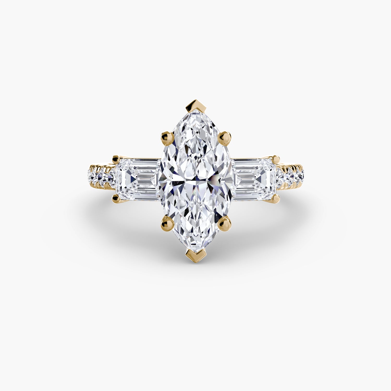 Three-Stone Ring with Pavé Band 4