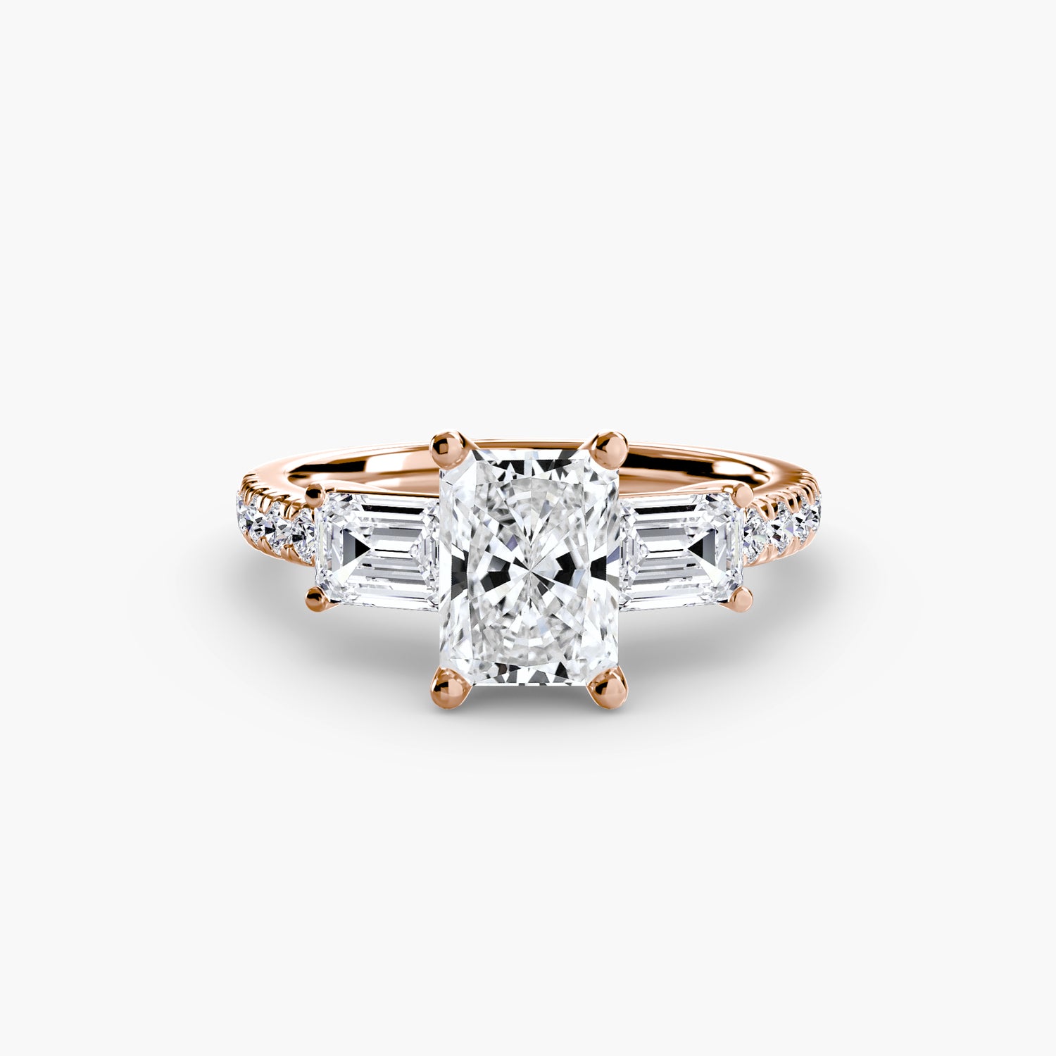 Three-Stone Ring with Pavé Band 4