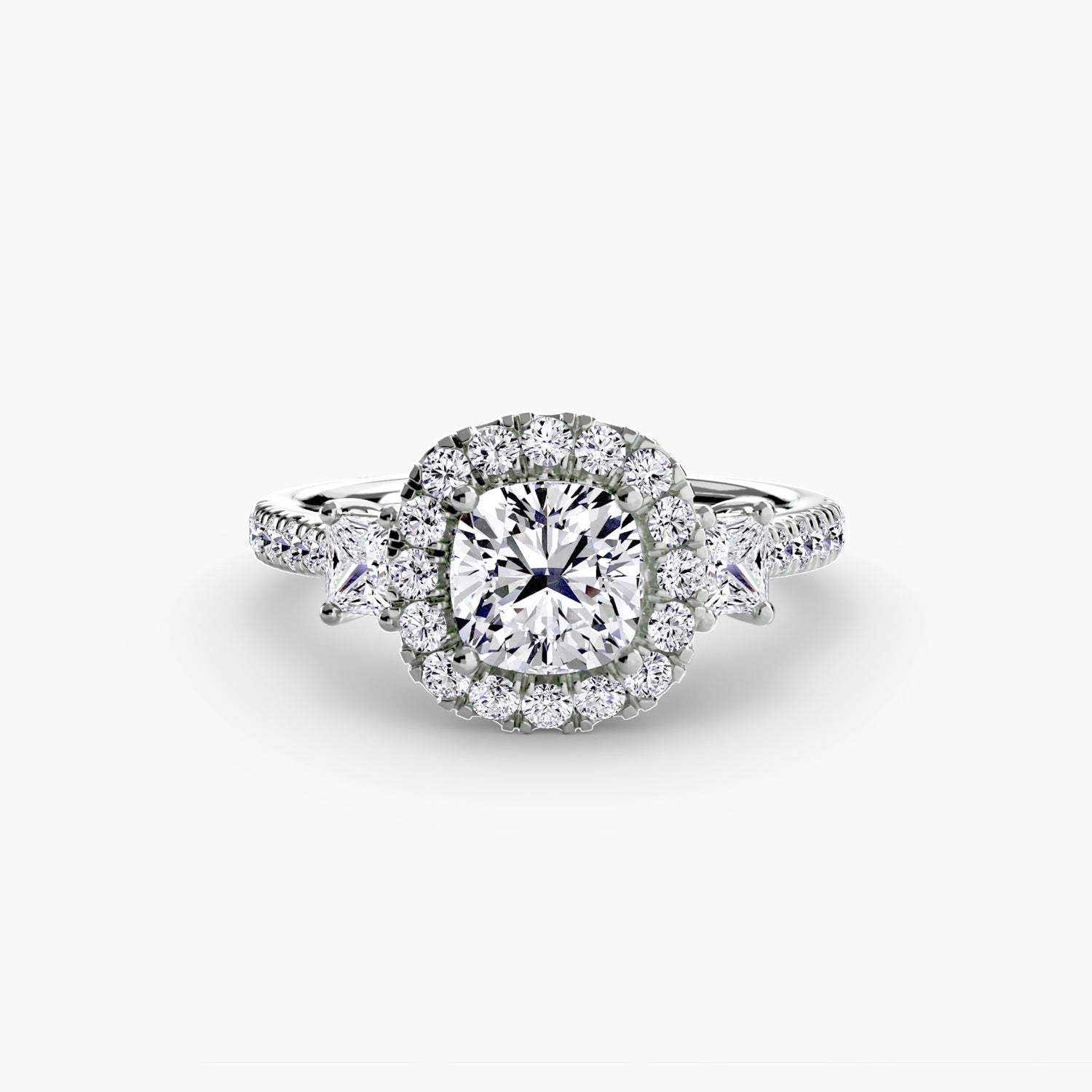 Three-Stone Ring with Halo 2