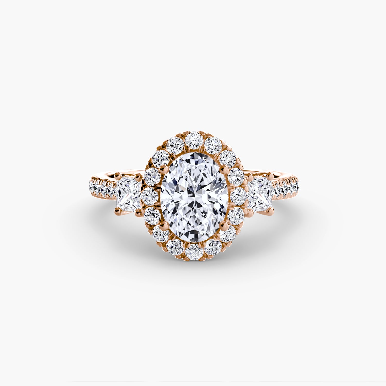Three-Stone Ring with Halo 2
