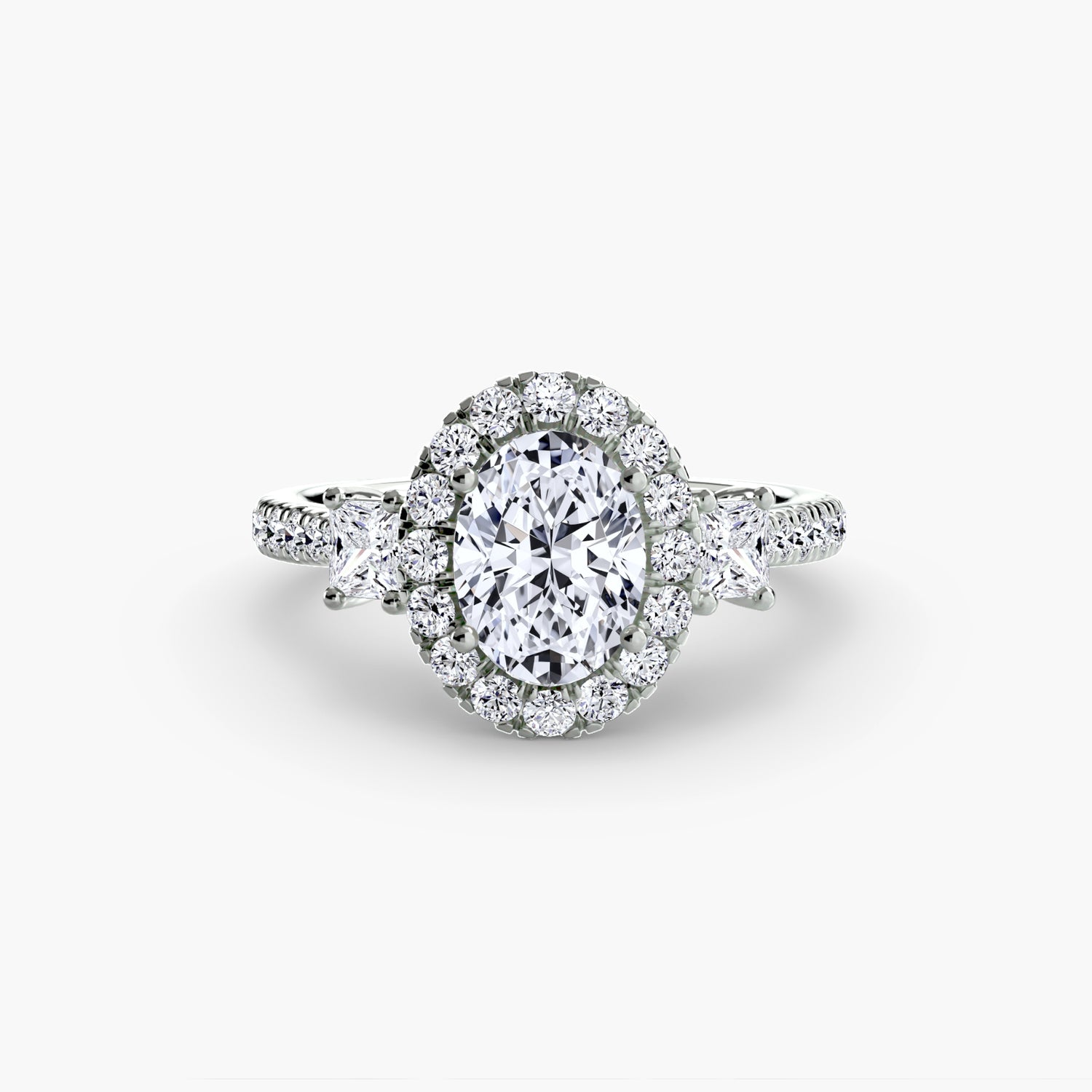 Three-Stone Ring with Halo 2
