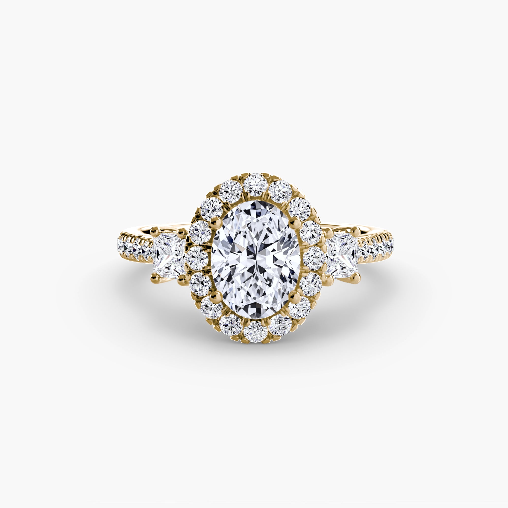 Three-Stone Ring with Halo 2