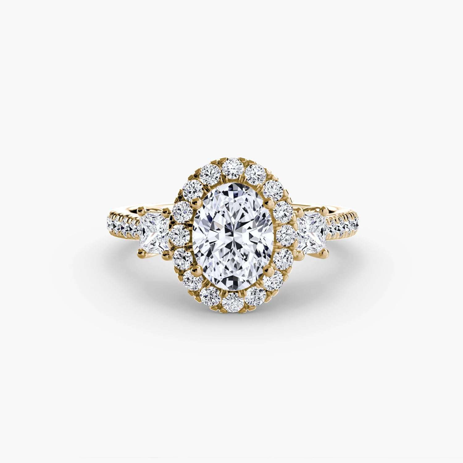 Three-Stone Ring with Halo 2