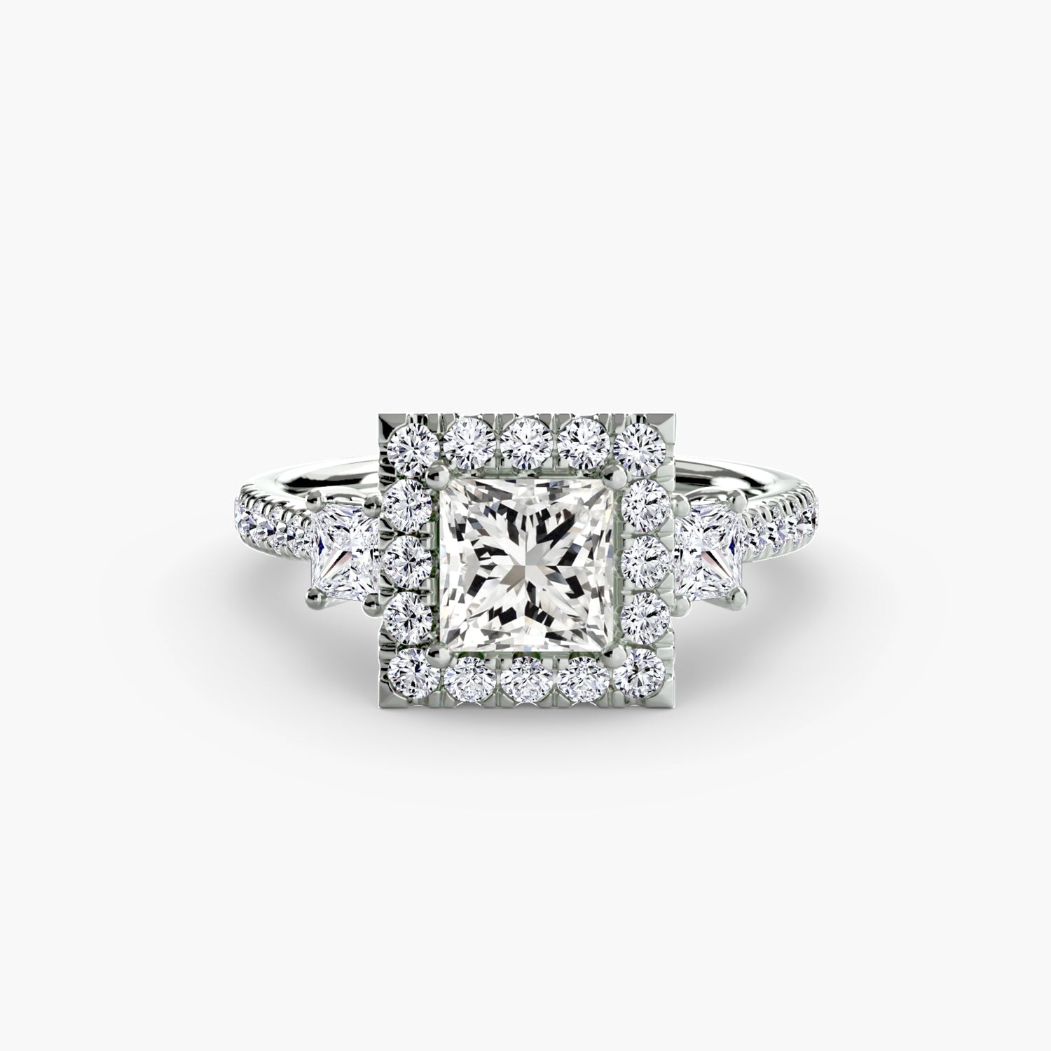 Three-Stone Ring with Halo 2