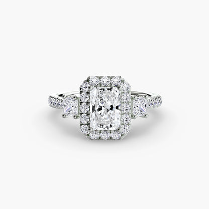 Three-Stone Ring with Halo 2