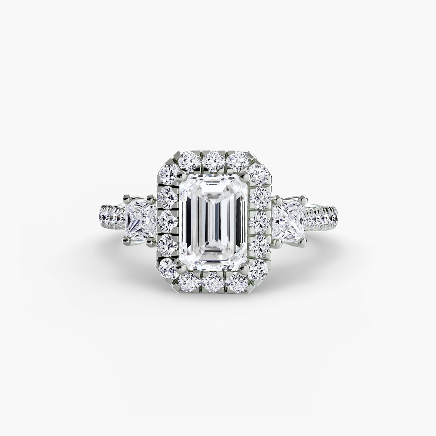Three-Stone Ring with Halo 2
