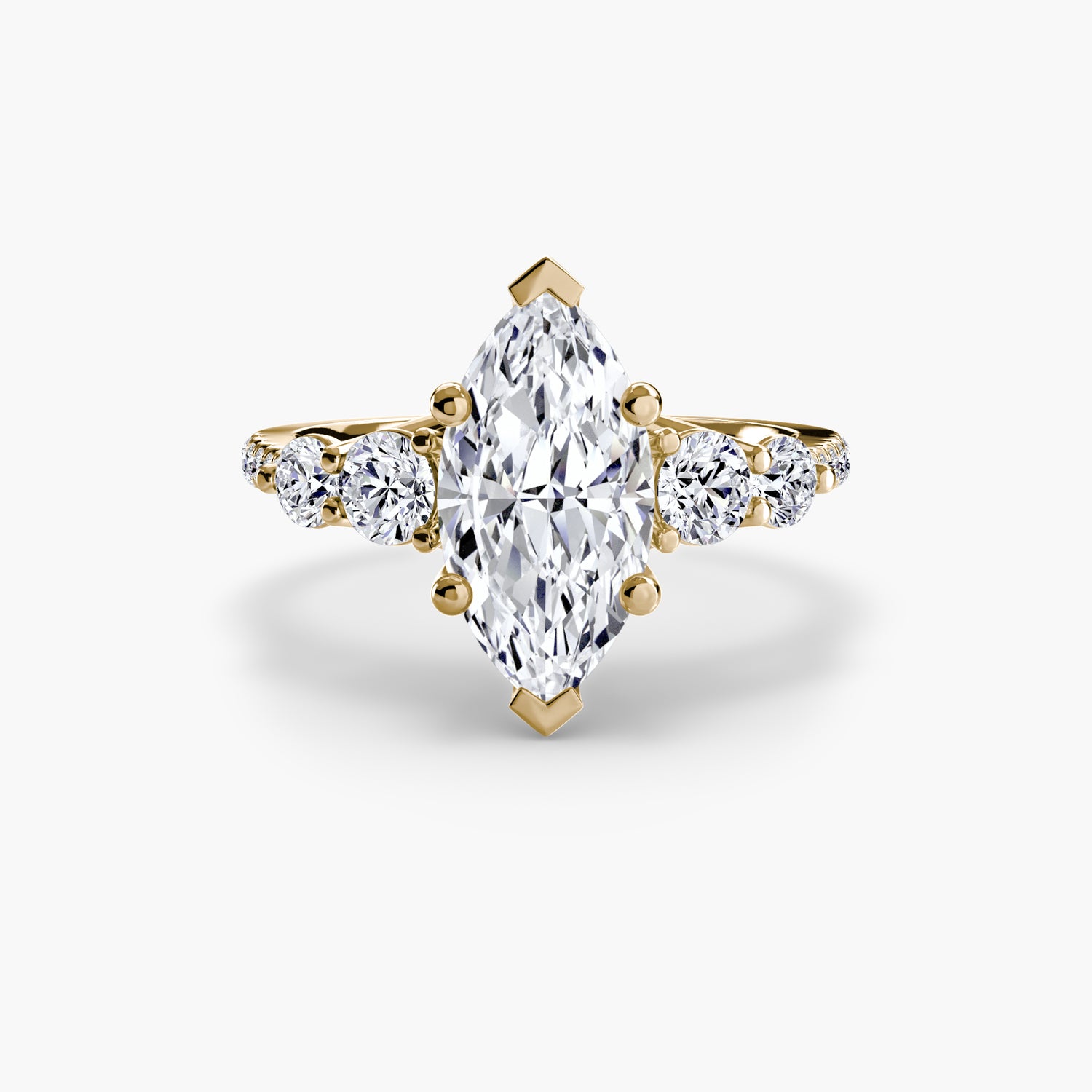 Five Stone Ring with Pavé Band