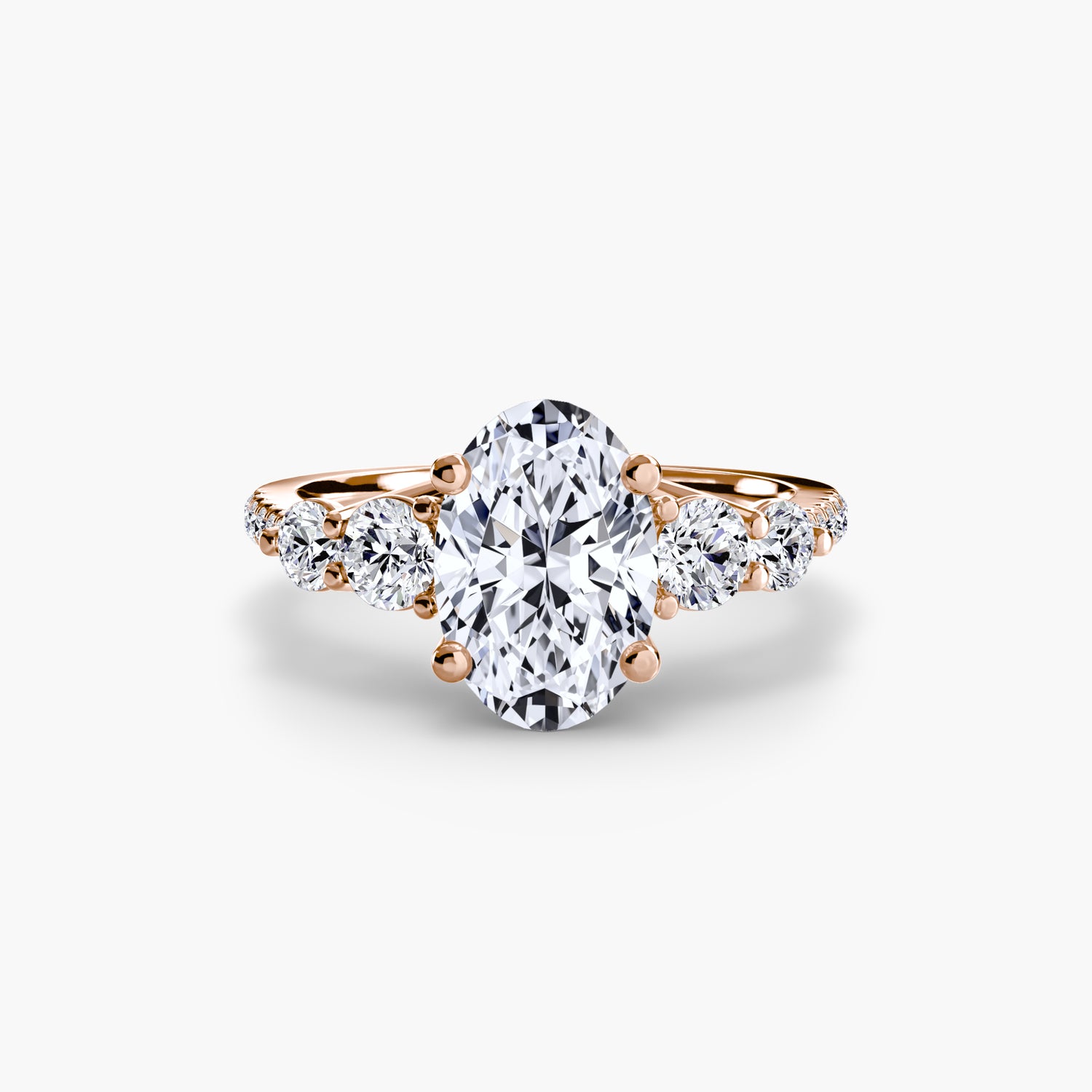 Five Stone Ring with Pavé Band