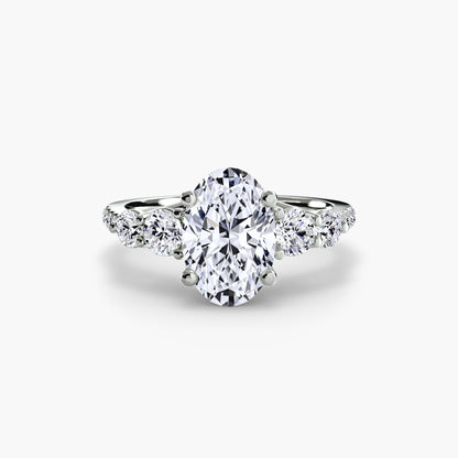 Five Stone Ring with Pavé Band