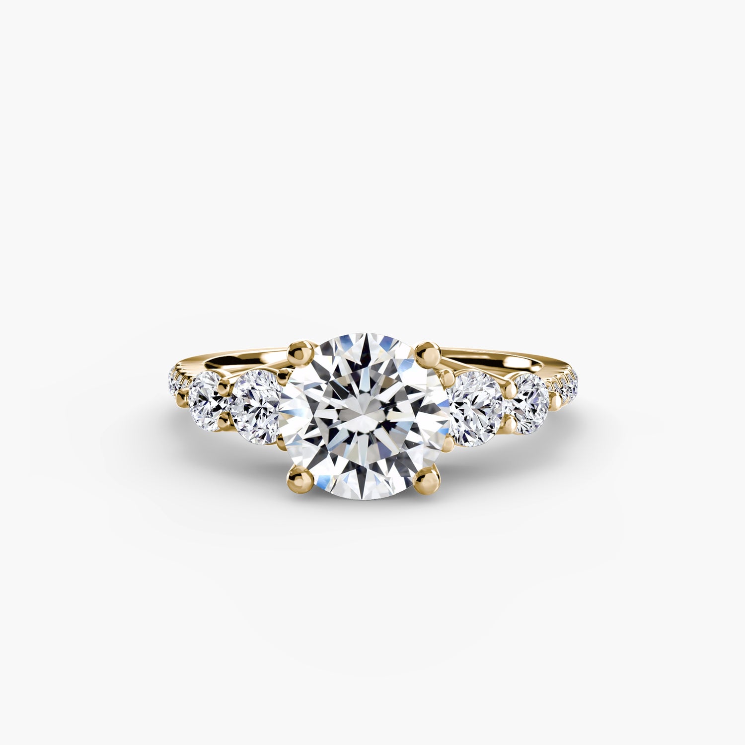 Five Stone Ring with Pavé Band