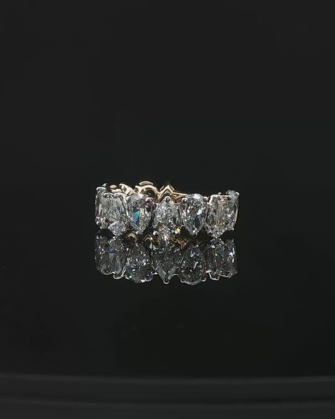 Yellow Gold Eternity Ring with Pear-Shaped Brilliant Cut Diamonds