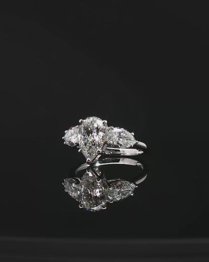 Platinum Multistone Ring with Pear Cut Diamond