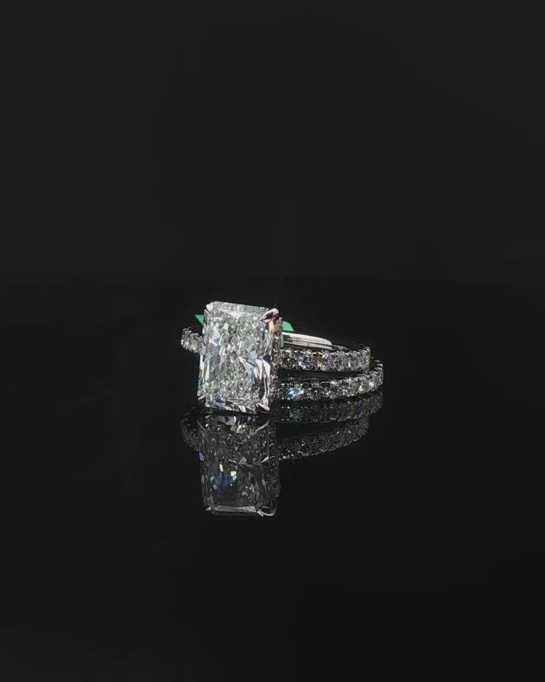 Radiant Cut Diamond Platinum Multistone Ring Set