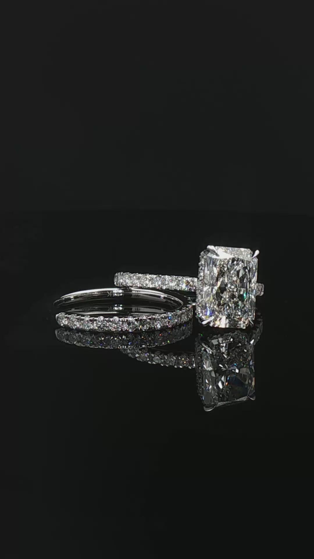 Platinum Stackable Rings with Cushion Cut Diamonds