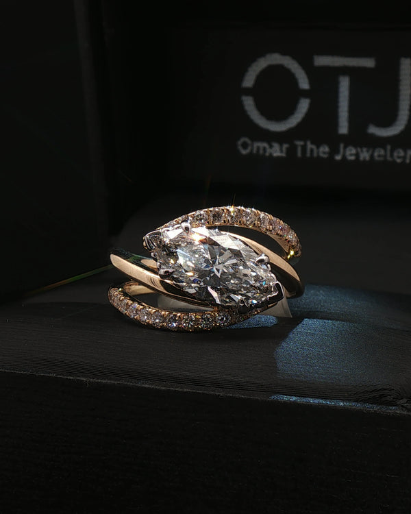 Marquise Center Stone Tilted Custom Ring